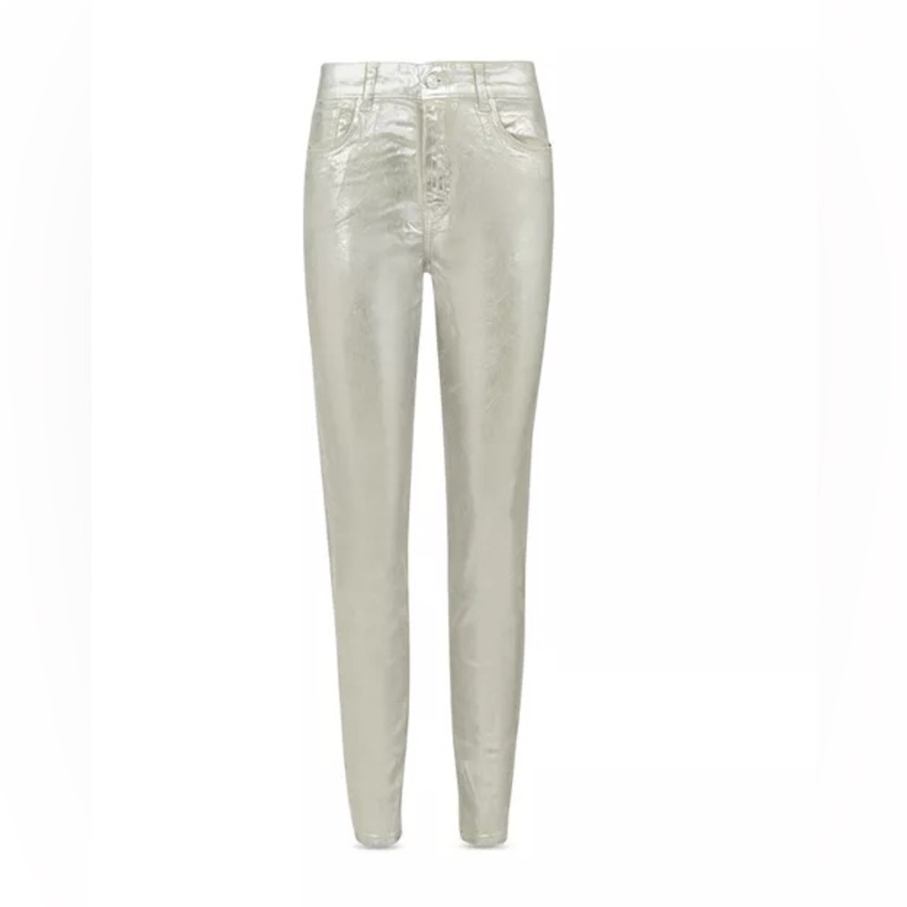 ALLSAINTS Jeans. Miller Foil Jeans in Silver. ALLSAINTS Metallic Silver Denim.
